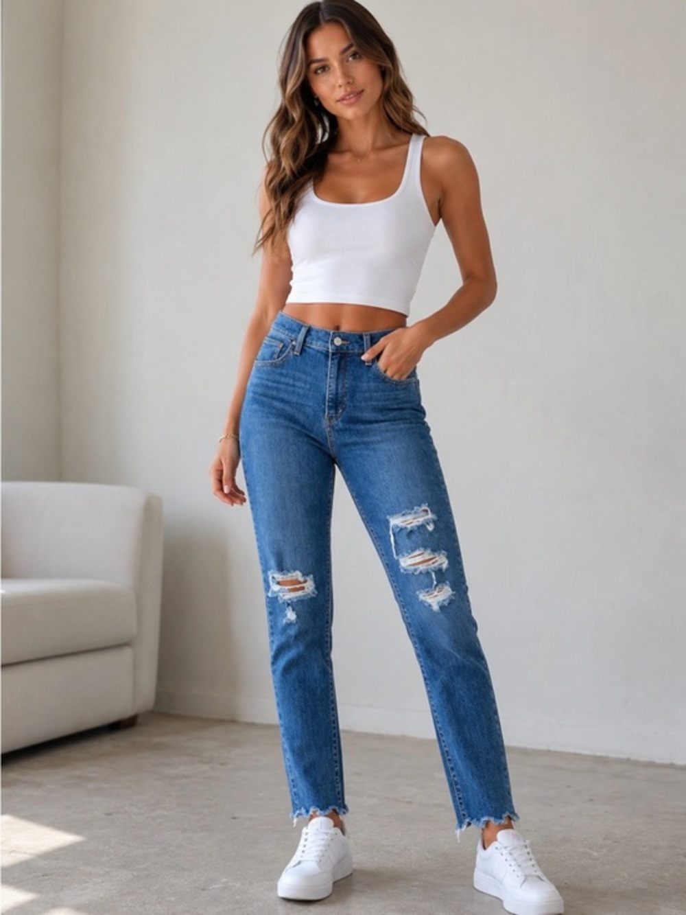 Levi’s 720 HIGH RISE SUPER SKINNY blue jeans size 11/12 distressed .